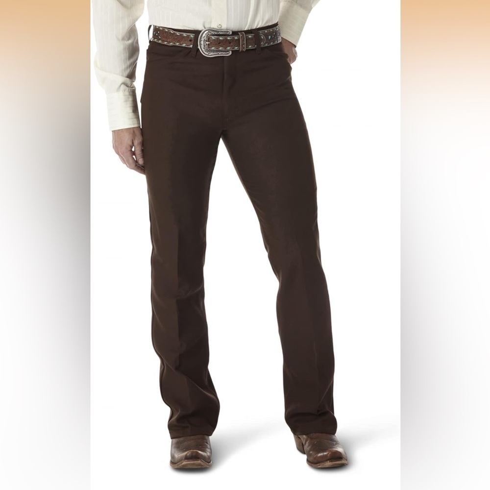 NWT Wrangler Men's Wrancher Brown Dress Jean wrinkle resistant stretch